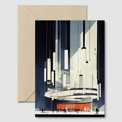 Futuristic Architecture Interior Illustration Dark Blue