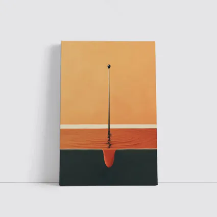Minimalist Drop Falling Into Orange Pool