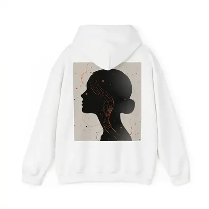 Black Female Silhouette Portrait Orange Dots Abstract