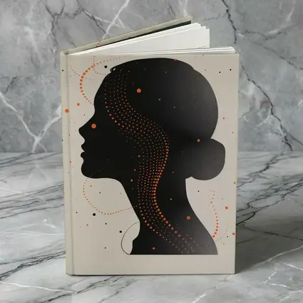 Black Female Silhouette Portrait Orange Dots Abstract