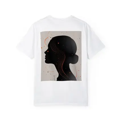 Black Female Silhouette Portrait Orange Dots Abstract
