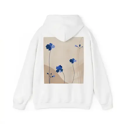 Blue Wildflowers on Beige Abstract Background
