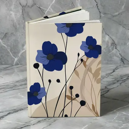 Blue Anemone Flowers Minimalist Botanical Art