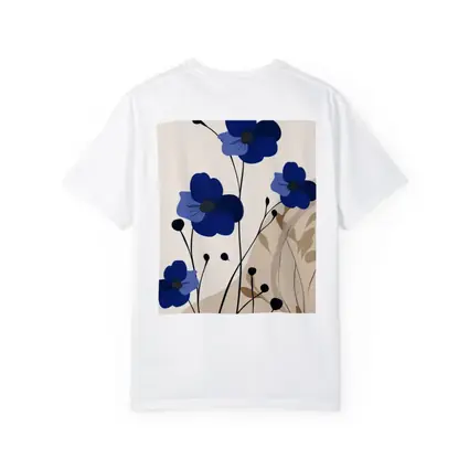 Blue Anemone Flowers Minimalist Botanical Art