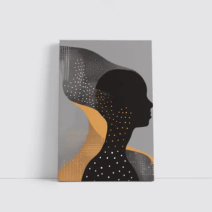 Black Female Silhouette Abstract Gray Background Art