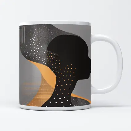 Black Female Silhouette Abstract Gray Background Art