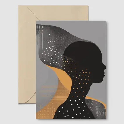 Black Female Silhouette Abstract Gray Background Art