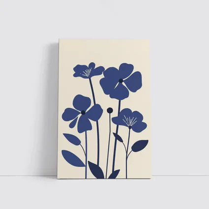 Blue Wildflowers Flat Design Beige Background