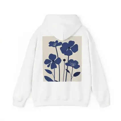 Blue Wildflowers Flat Design Beige Background