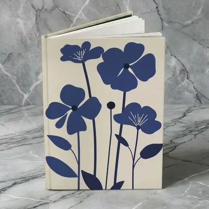 Blue Wildflowers Flat Design Beige Background