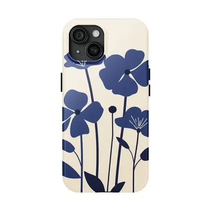 Blue Wildflowers Flat Design Beige Background