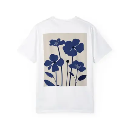 Blue Wildflowers Flat Design Beige Background