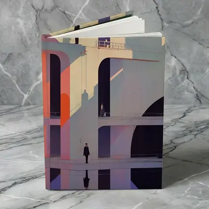 Geometric Brutalist Architecture Figures Pastel Art