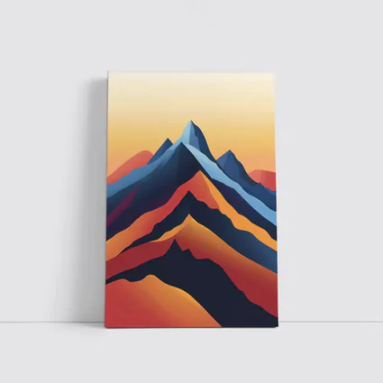 Abstract Mountain Peaks Warm Sunset Sky