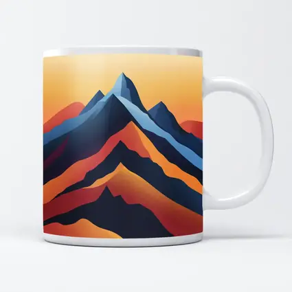 Abstract Mountain Peaks Warm Sunset Sky