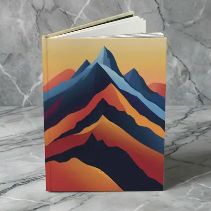 Abstract Mountain Peaks Warm Sunset Sky