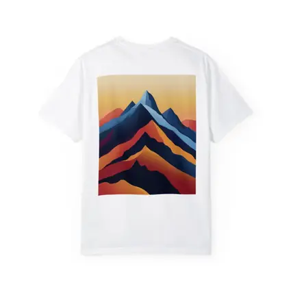 Abstract Mountain Peaks Warm Sunset Sky