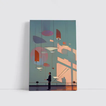 Man Gazing At Geometric Shapes Mid Century Gallery