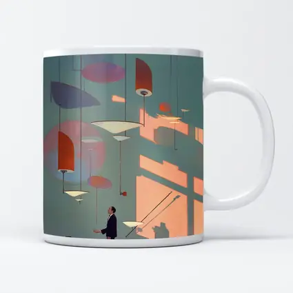 Man Gazing At Geometric Shapes Mid Century Gallery
