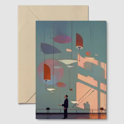 Man Gazing At Geometric Shapes Mid Century Gallery