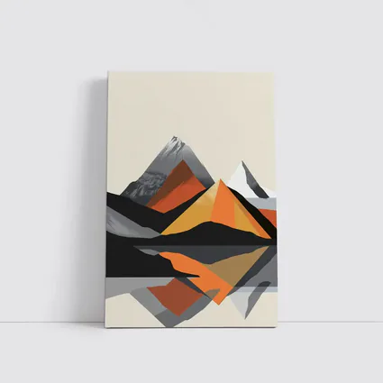 Abstract Mountain Reflection Geometric Orange Gray