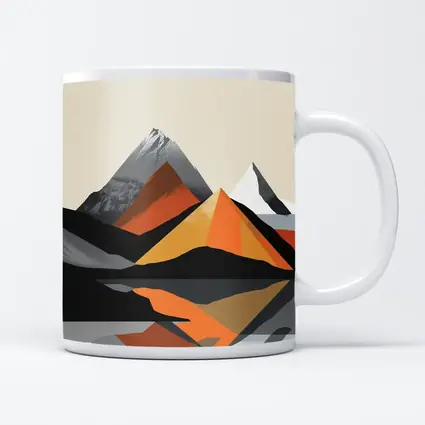 Abstract Mountain Reflection Geometric Orange Gray