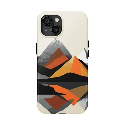 Abstract Mountain Reflection Geometric Orange Gray