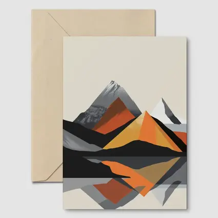 Abstract Mountain Reflection Geometric Orange Gray