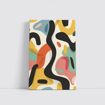 Abstract Colorful Organic Shapes Cream Background