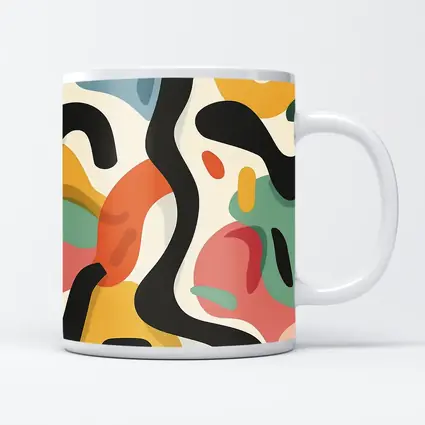 Abstract Colorful Organic Shapes Cream Background