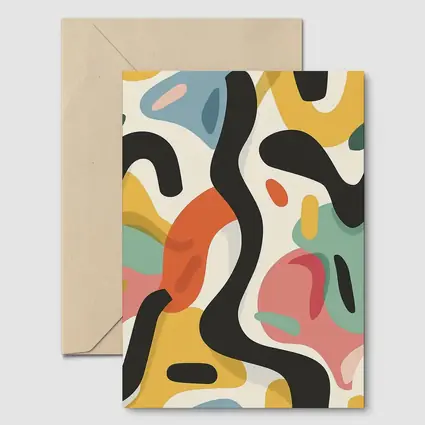 Abstract Colorful Organic Shapes Cream Background