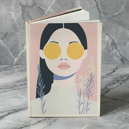 Minimalist Woman Portrait Yellow Sunglasses Pink