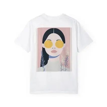 Minimalist Woman Portrait Yellow Sunglasses Pink