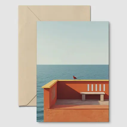 Red Bird on Orange Terrace Ocean View