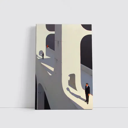 Surreal Architecture Men Standing Bold Shadows