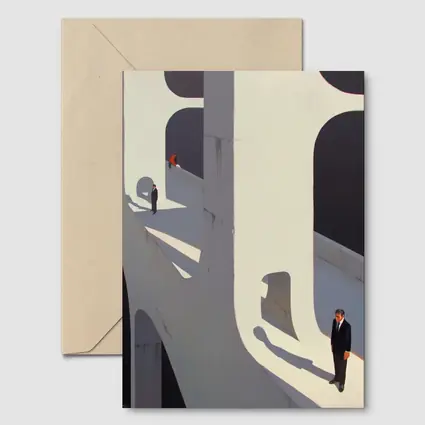 Surreal Architecture Men Standing Bold Shadows