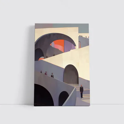 Architectural Arches Brutalist Building People Scene