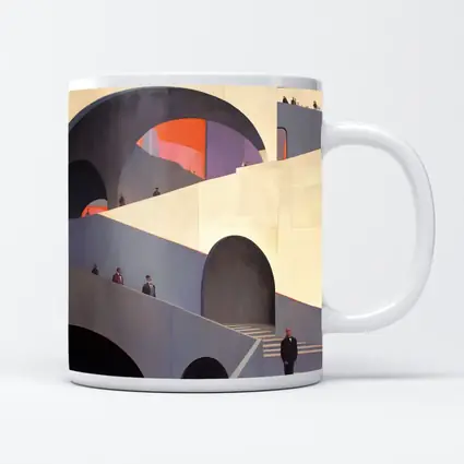 Architectural Arches Brutalist Building People Scene