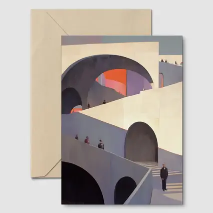 Architectural Arches Brutalist Building People Scene