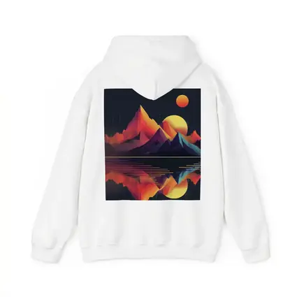 Geometric Mountain Reflection Retro Night Sky