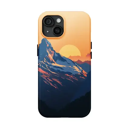 Matterhorn Mountain Sunset Orange Sky Illustration