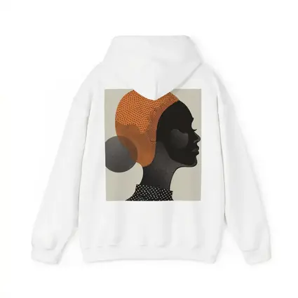 Black Woman Silhouette Portrait Orange Dotted Abstract