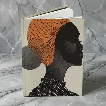 Black Woman Silhouette Portrait Orange Dotted Abstract