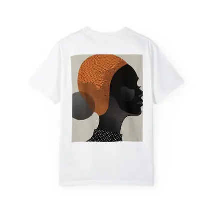 Black Woman Silhouette Portrait Orange Dotted Abstract