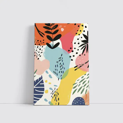 Colorful Abstract Botanical Shapes Mixed Media Art