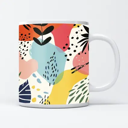 Colorful Abstract Botanical Shapes Mixed Media Art