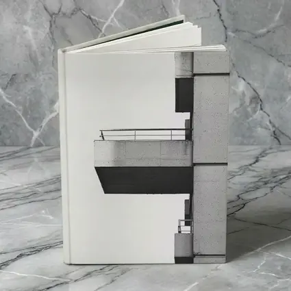 Brutalist Concrete Balcony Building Black White