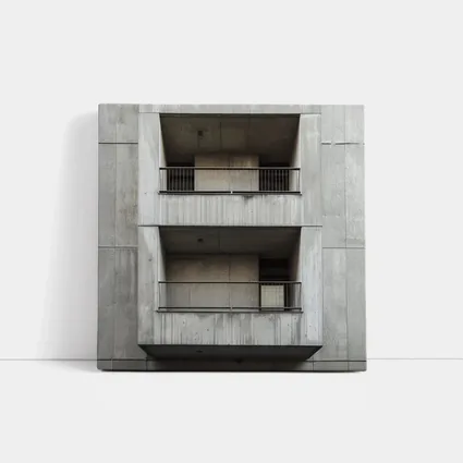 Brutalist Concrete Building Facade Balconies Architecture