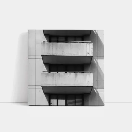 Brutalist Concrete Balconies Black and White