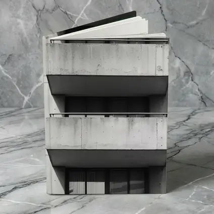 Brutalist Concrete Balconies Black and White